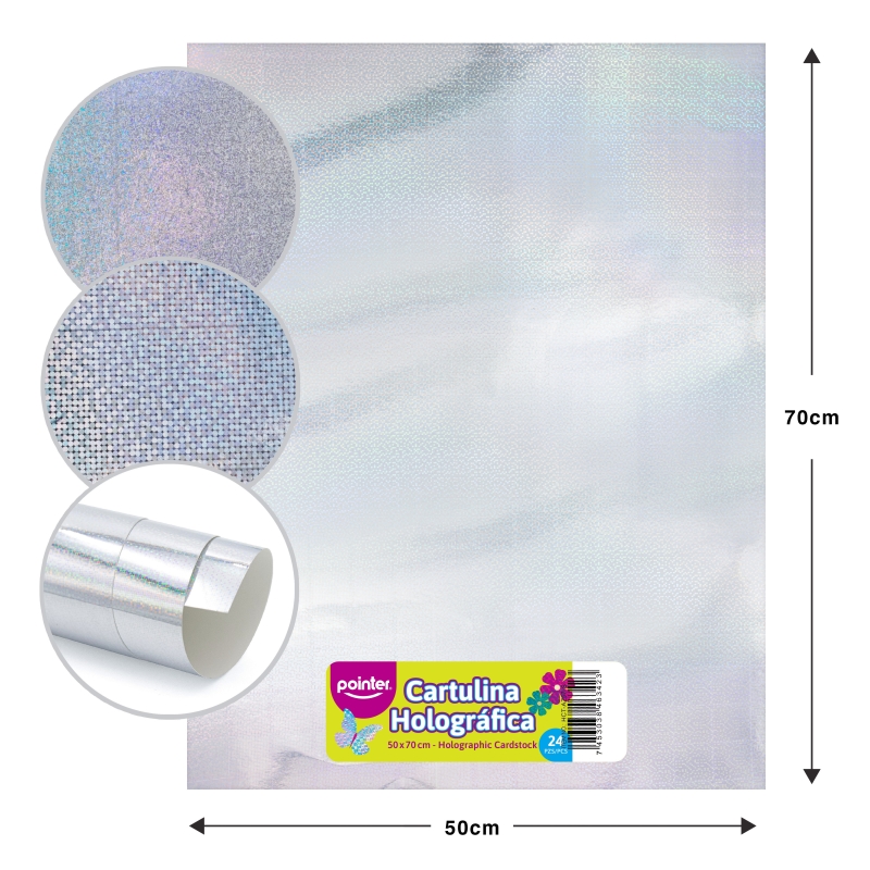 CARTULINA METALIZADA HOLOGRAFICA PLATEADO PUNTOS