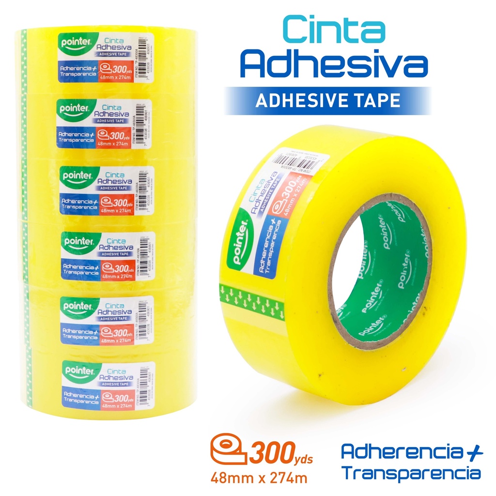 CINTA ADHESIVA DE EMPAQUE (AMARILLO TRANSPARENTE) - 4,8CM x 275MTS