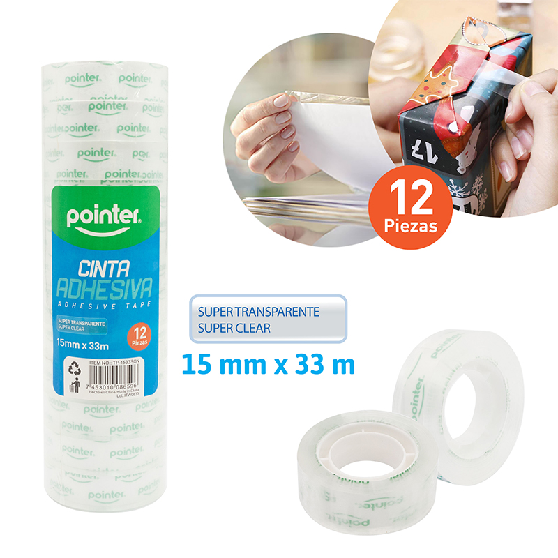 CINTA ADHESIVA TRANSPARENTE(15mmx33m) 40 mic