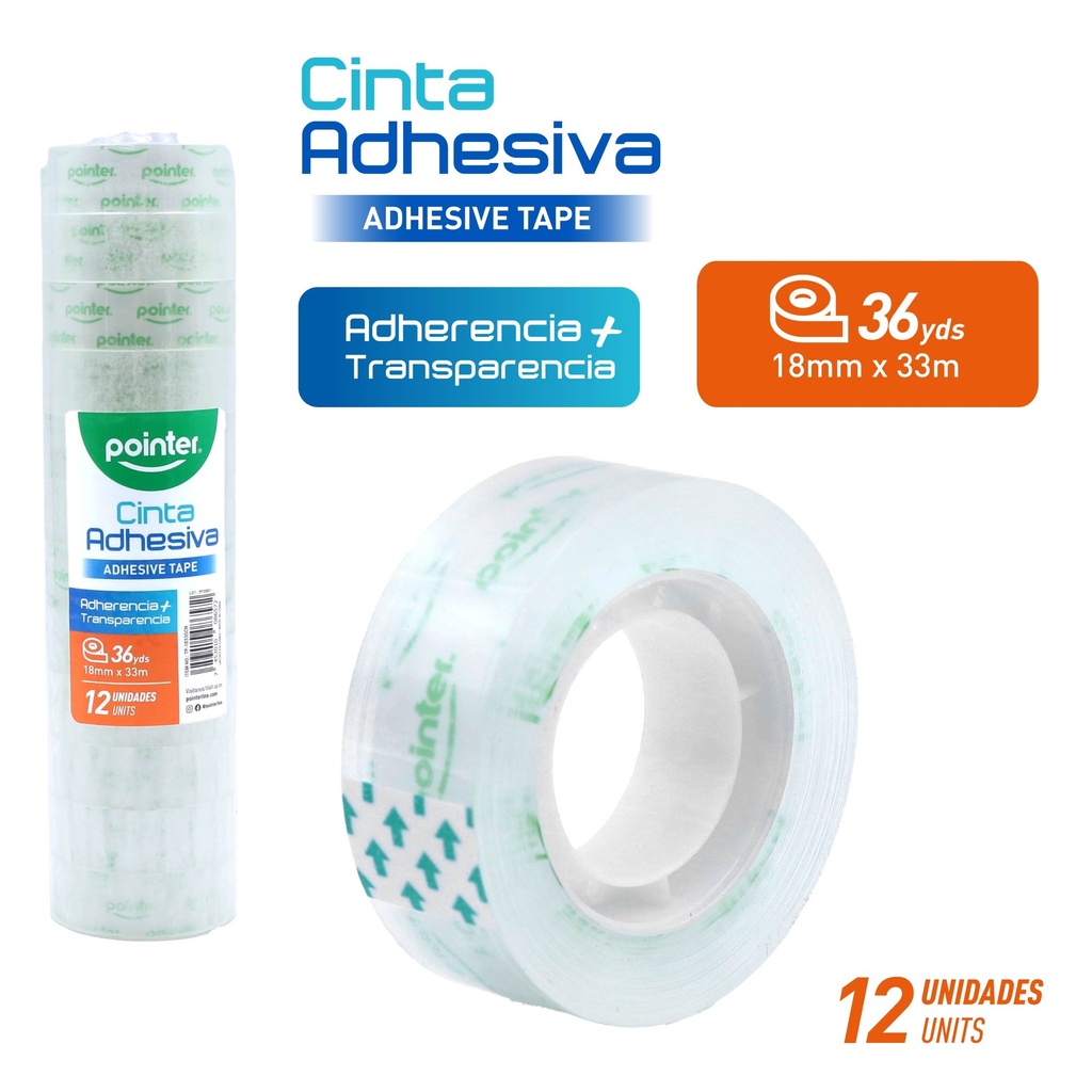 CINTA ADHESIVA TRANSPARENTE 1,8Cm x 33Mts