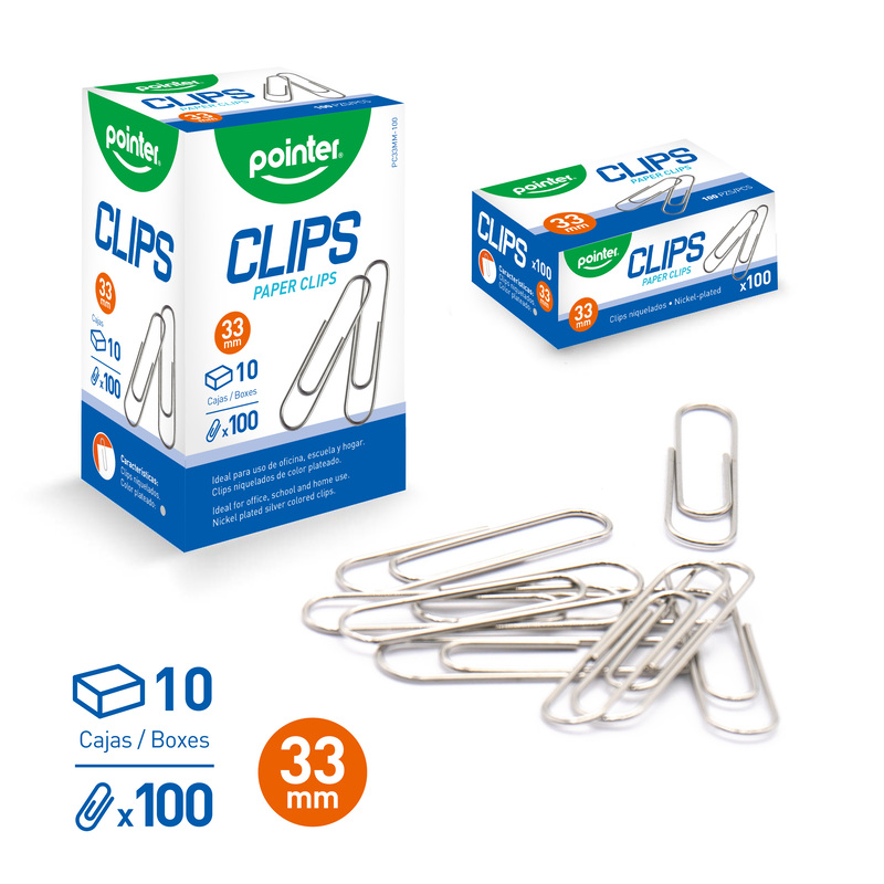 CLIPS SUJETA PAPEL 33mm