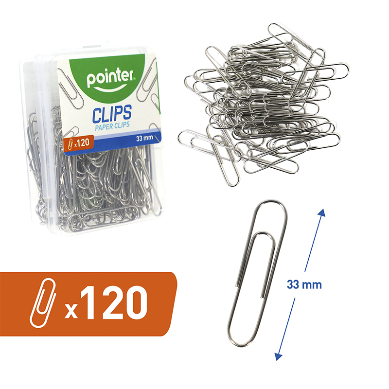 CLIPS SUJETA PAPEL 33MM x 120 PZAS