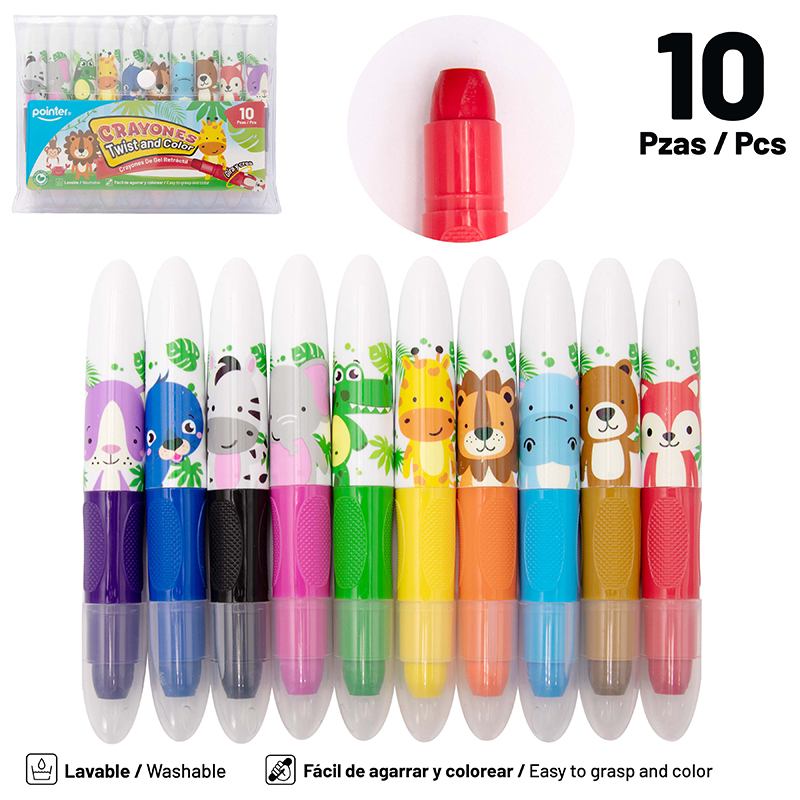 CRAYONES DE GEL RETRACTIL x10UNDS