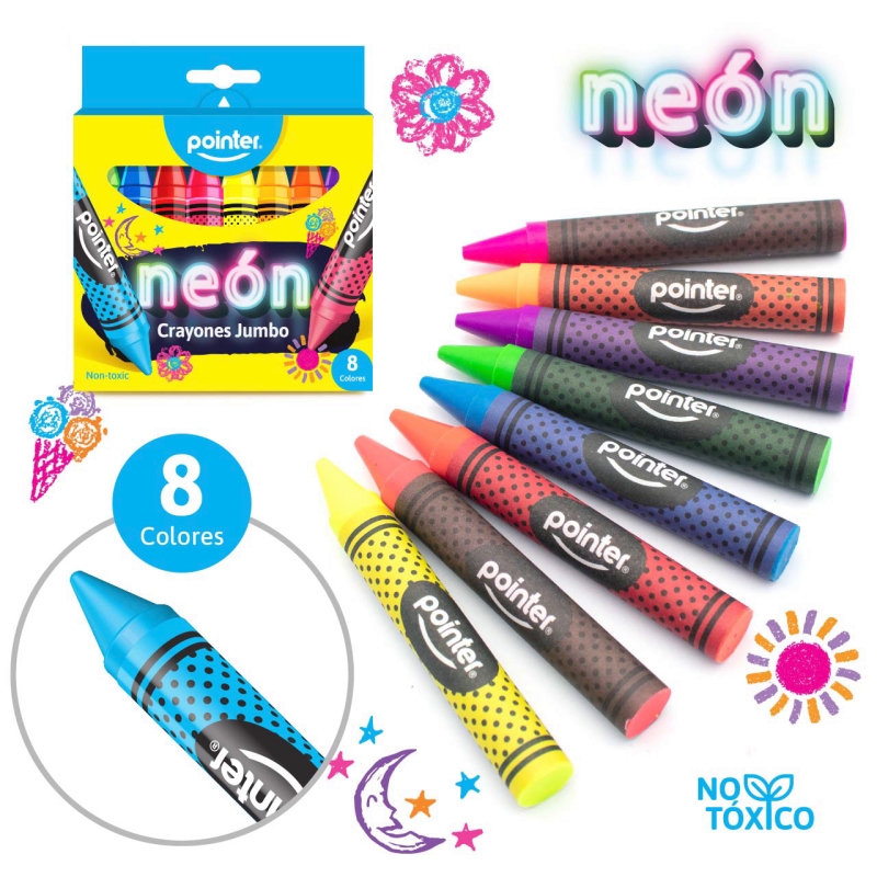 CRAYONES JUMBO x8 COLORES NEON