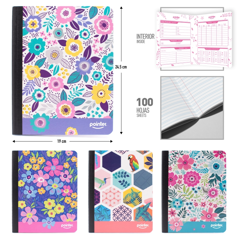 CUADERNO DOBLE LINEA (FLORES)