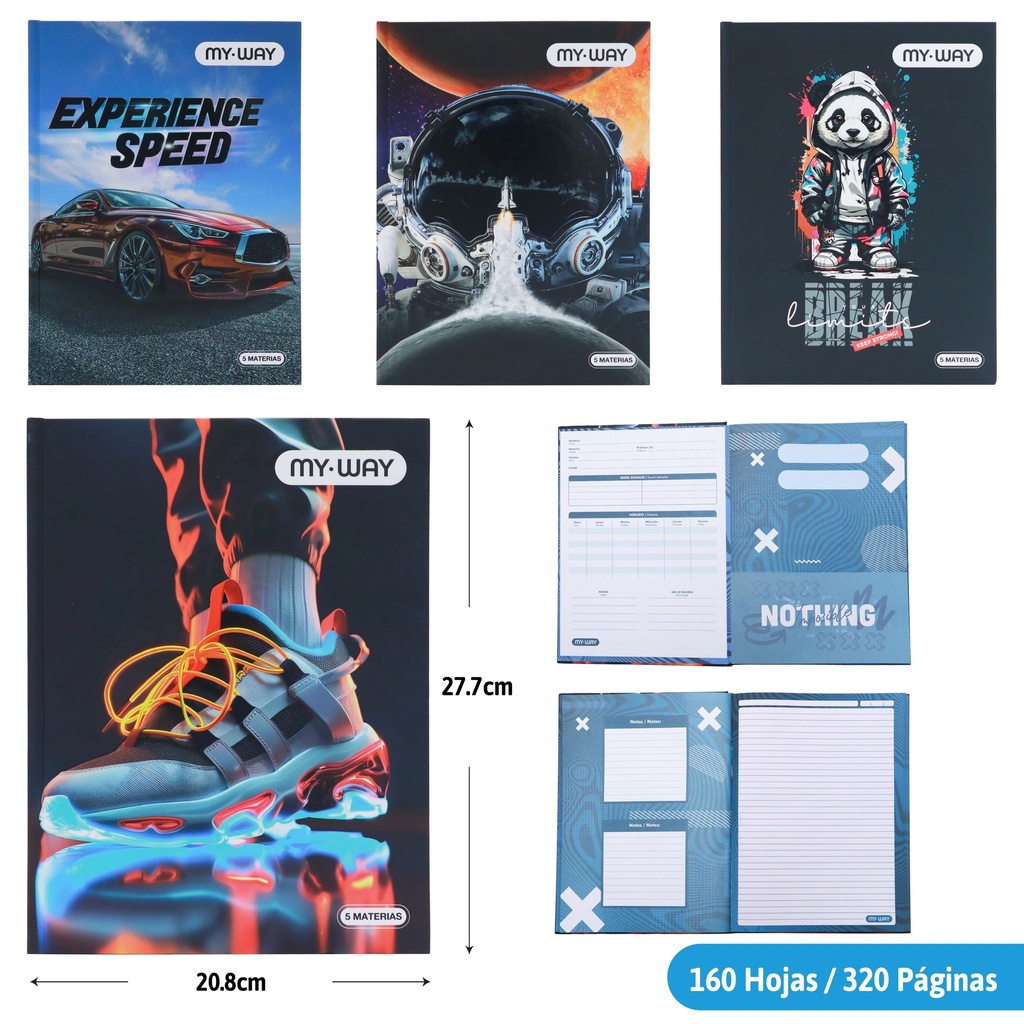 CUADERNO EMPASTADO 5 MATERIAS