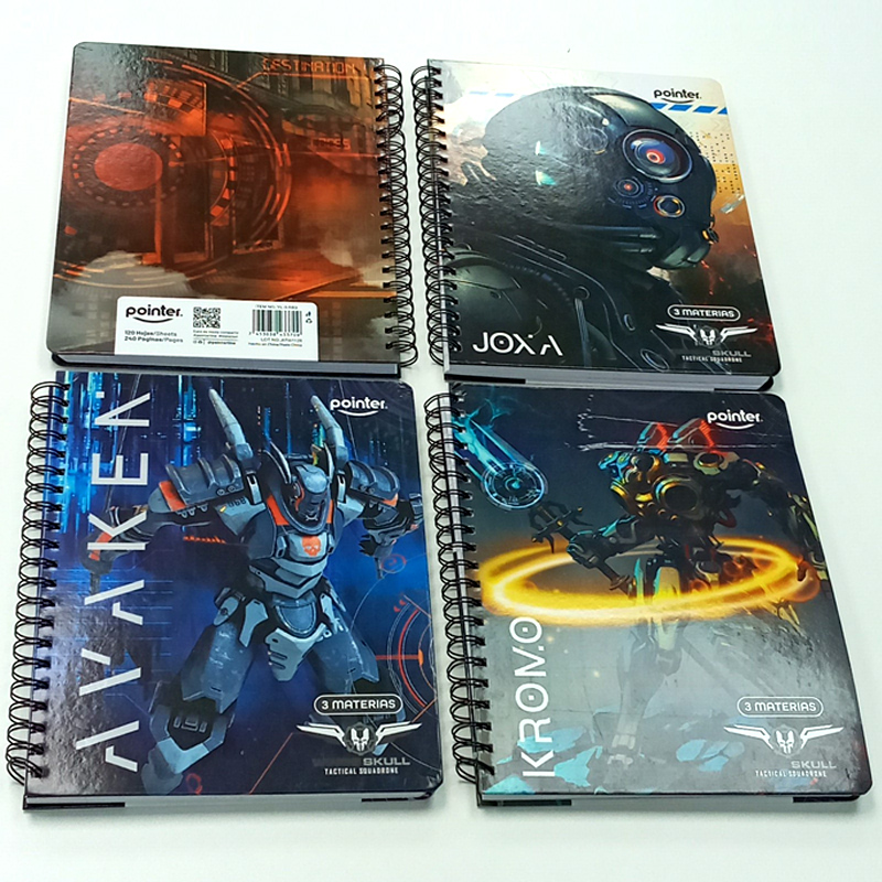 LIBRETA ESPIRAL 3 MATERIAS x120 HOJAS (ROBOTS)