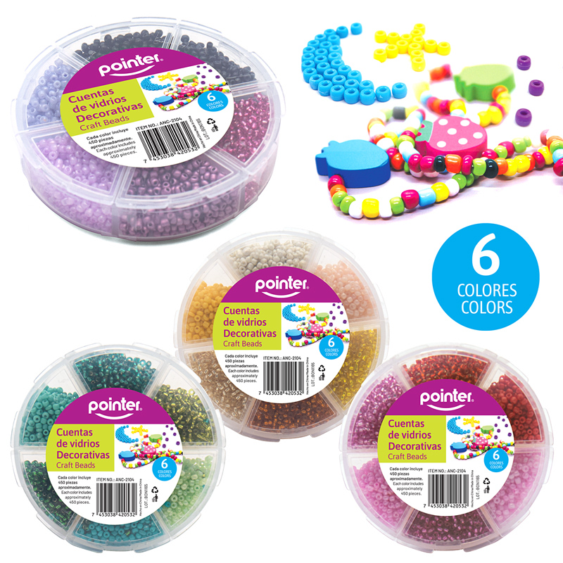 CUENTAS DE VIDRIOS DECORATIVAS x6 COLORES