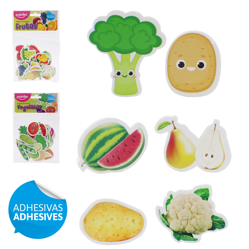 FIGURAS DE FOAMY ADHESIVAS (FRUTAS Y VEGETALES)