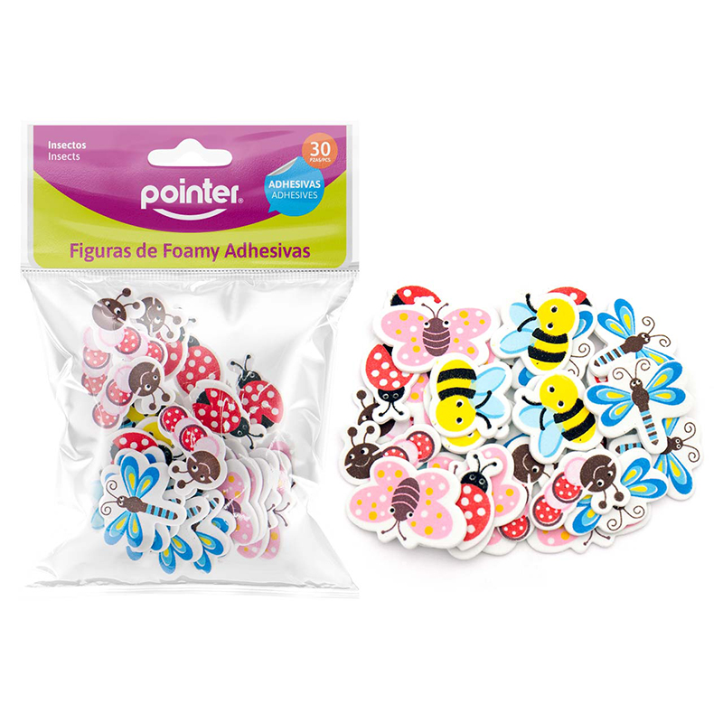 FIGURAS DE FOAMY ADHESIVAS x 30 PZAS. (INSECTOS)