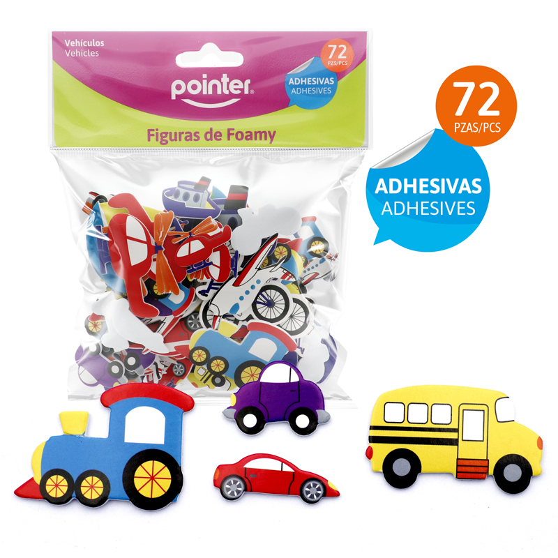 FIGURAS DE FOAMY ADHESIVAS x72PZAS (VEHICULOS)