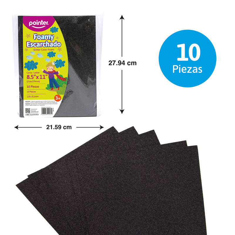 FOAMI ESCARCHADO NEGRO CARTA (20X30CM) 