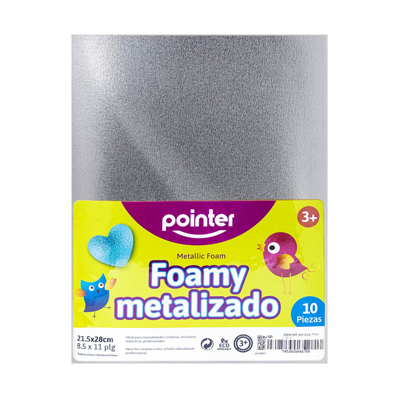 FOAMI METALIZADO PLATEADO CARTA (20X30CM)