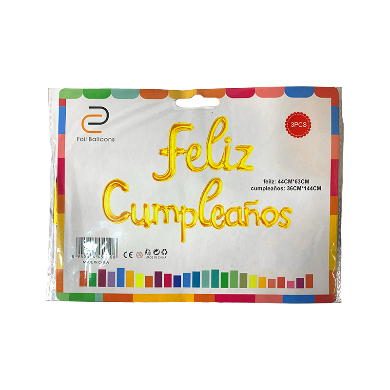 GLOBO FELIZ CUMPLEAÑOS DORADO