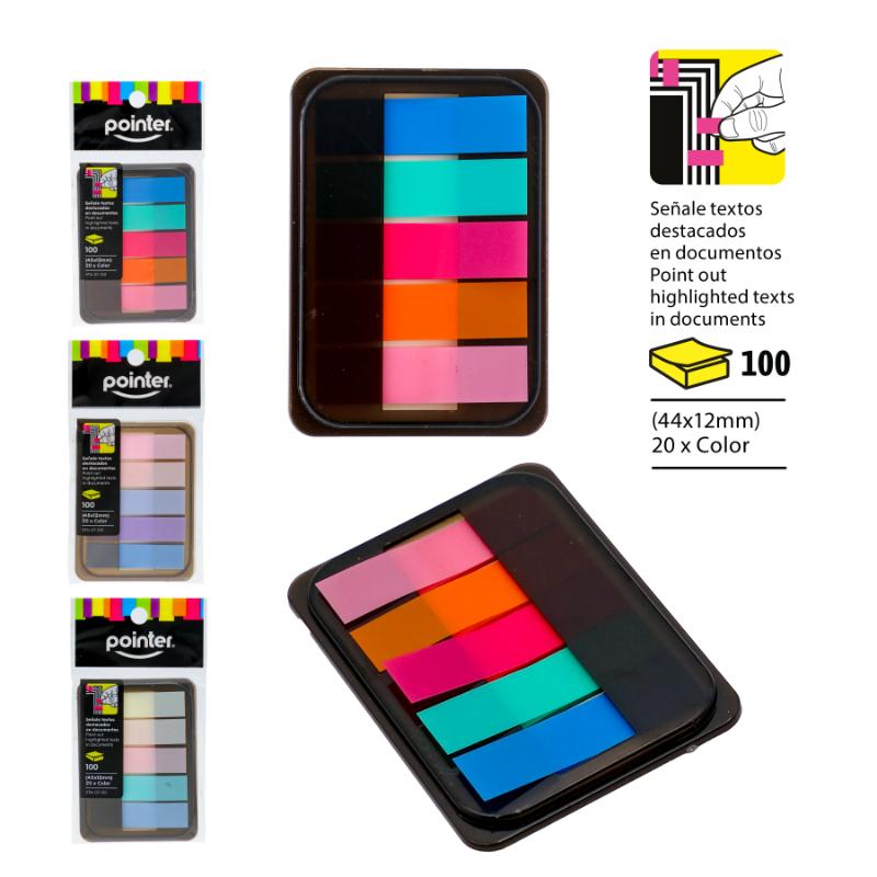 SEÑALADORES DE PAGINA ADHESIVOS - 4.5 x 1.2CM x100UND