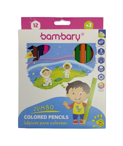 LAPICES DE COLORES JUMBO TRIANGULARES x12UND + SACAPUNTAS 
