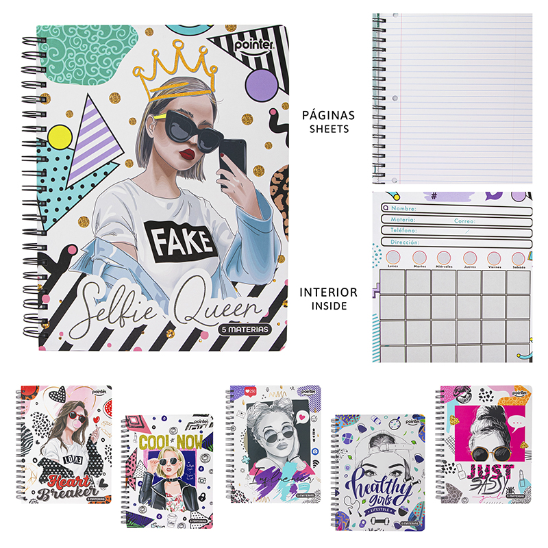 LIBRETA ESPIRAL 5 MATERIAS x165 HOJAS