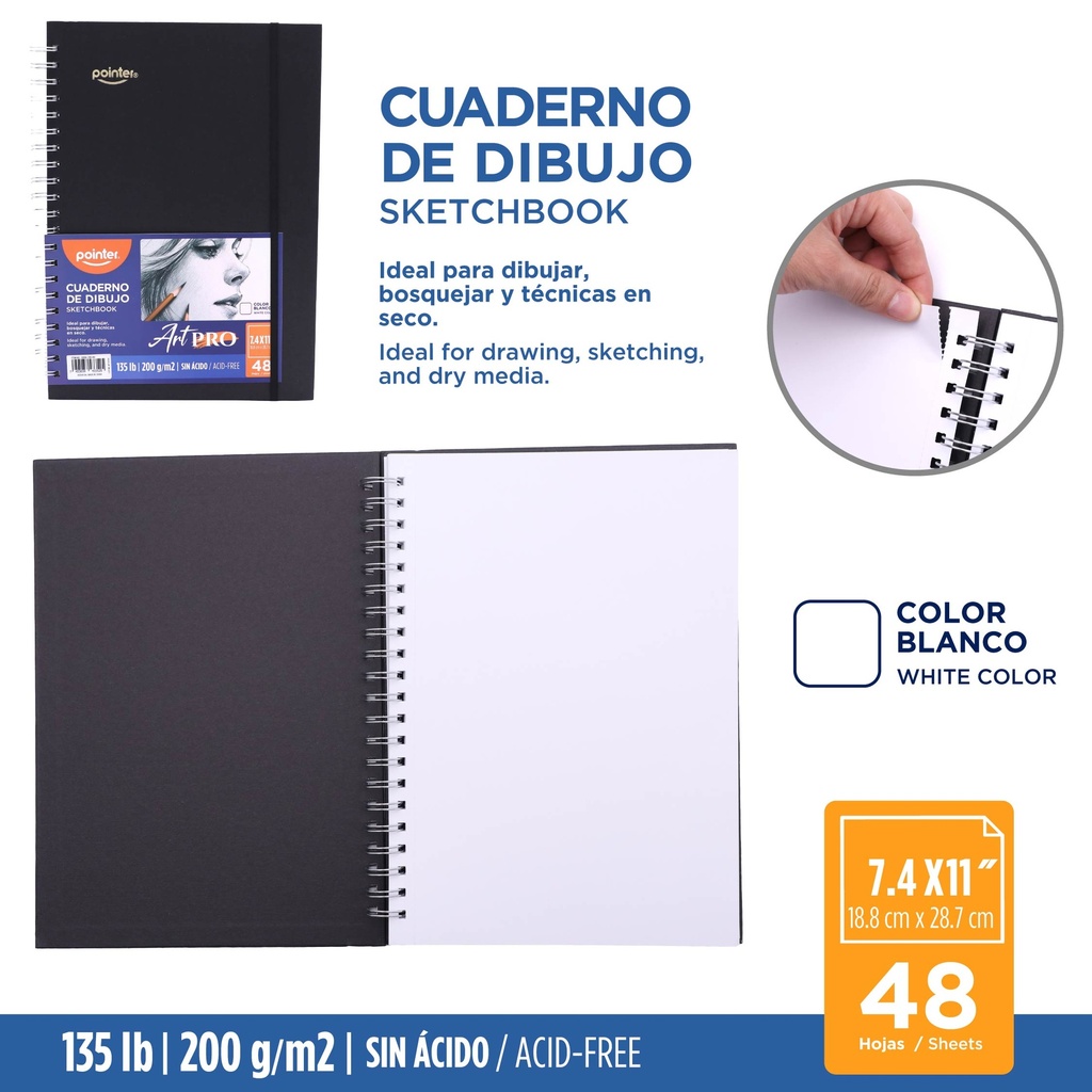 LIBRETA ART PRO A4 x48 HOJAS - PARA LAPIZ DE DIBUJO, TIZA Y LAPIZ DE CARBON
