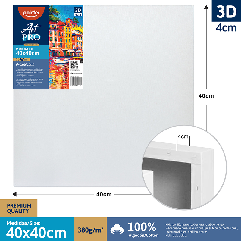 LIENZO BLANCO PREMIUM 3D - 40x40CM
