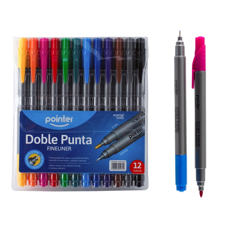MARCADOR DOBLE PUNTA FINELINER x12PZS