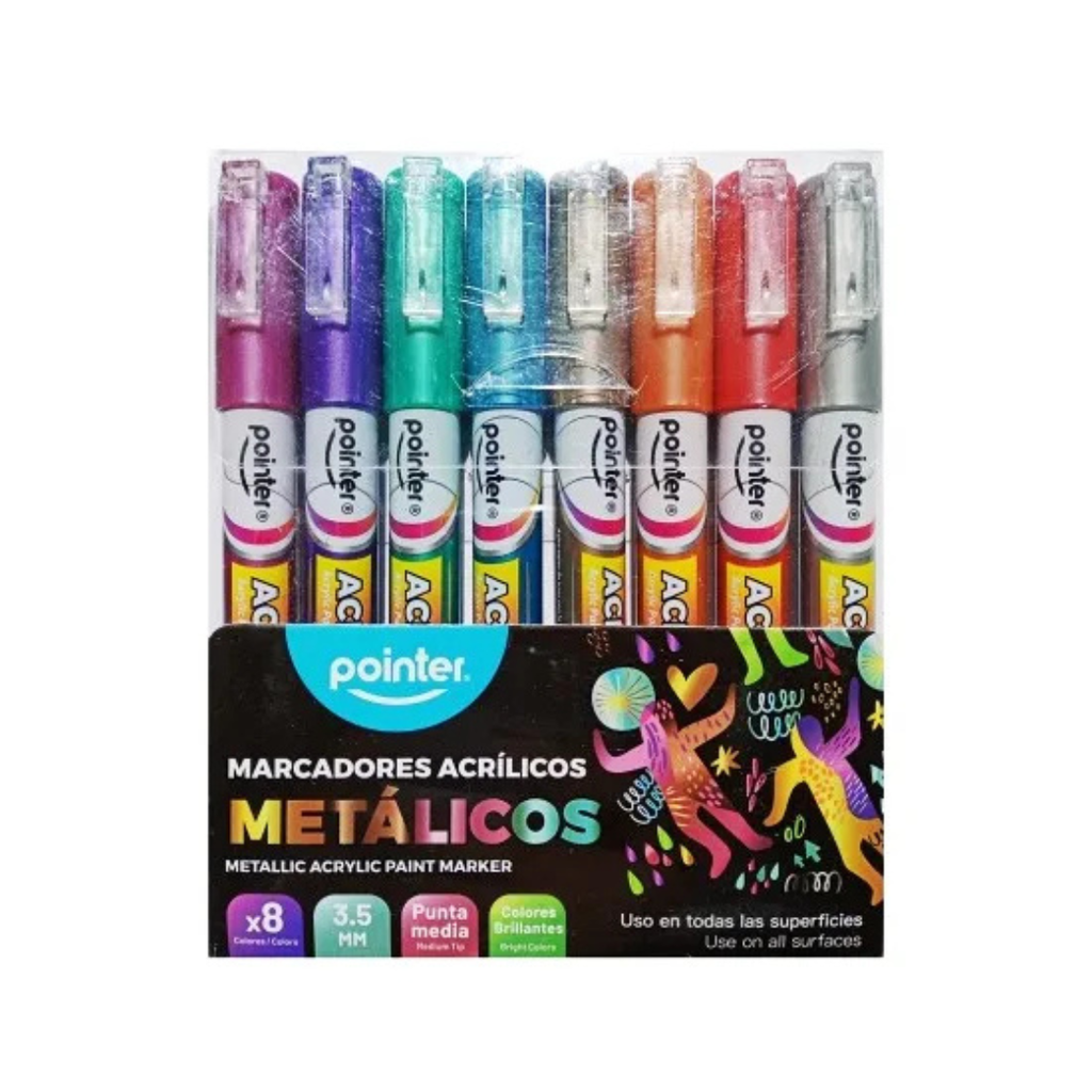MARCADORES ACRILICOS METALICO x 8 PZAS.
