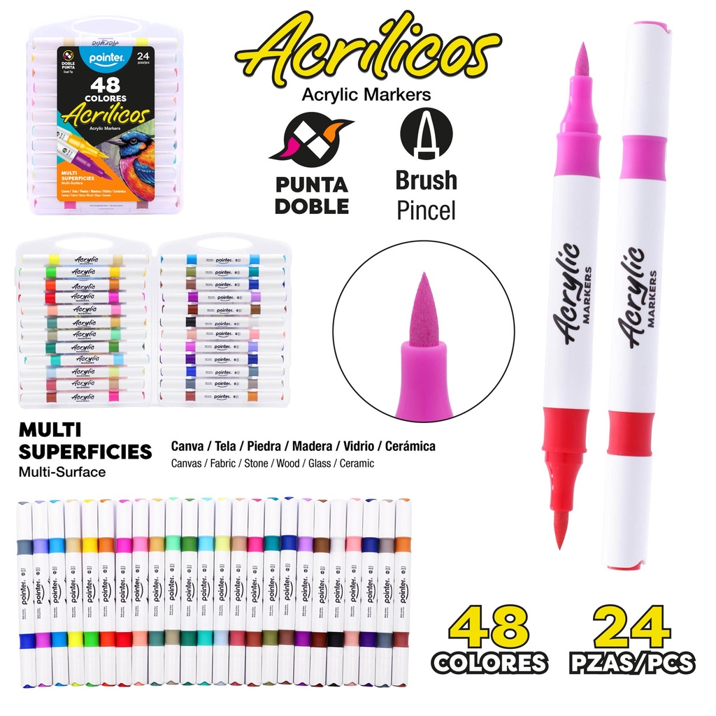 MARCADORES ACRILICOS x 24 PZAS.