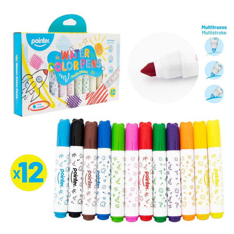 MARCADORES A BASE DE AGUA x12 COLORES