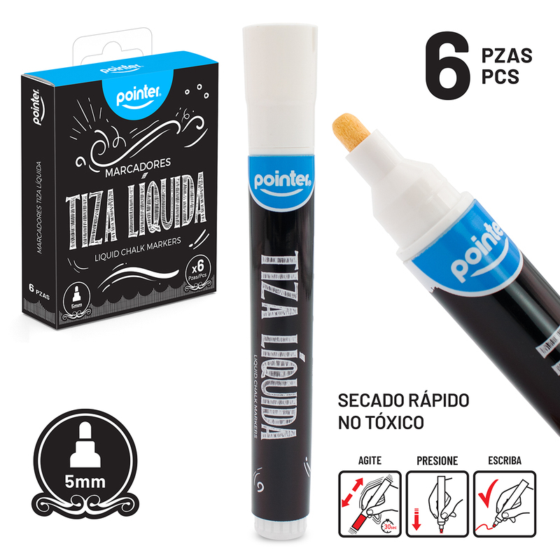 MARCADOR DE TIZA LIQUIDA BLANCO