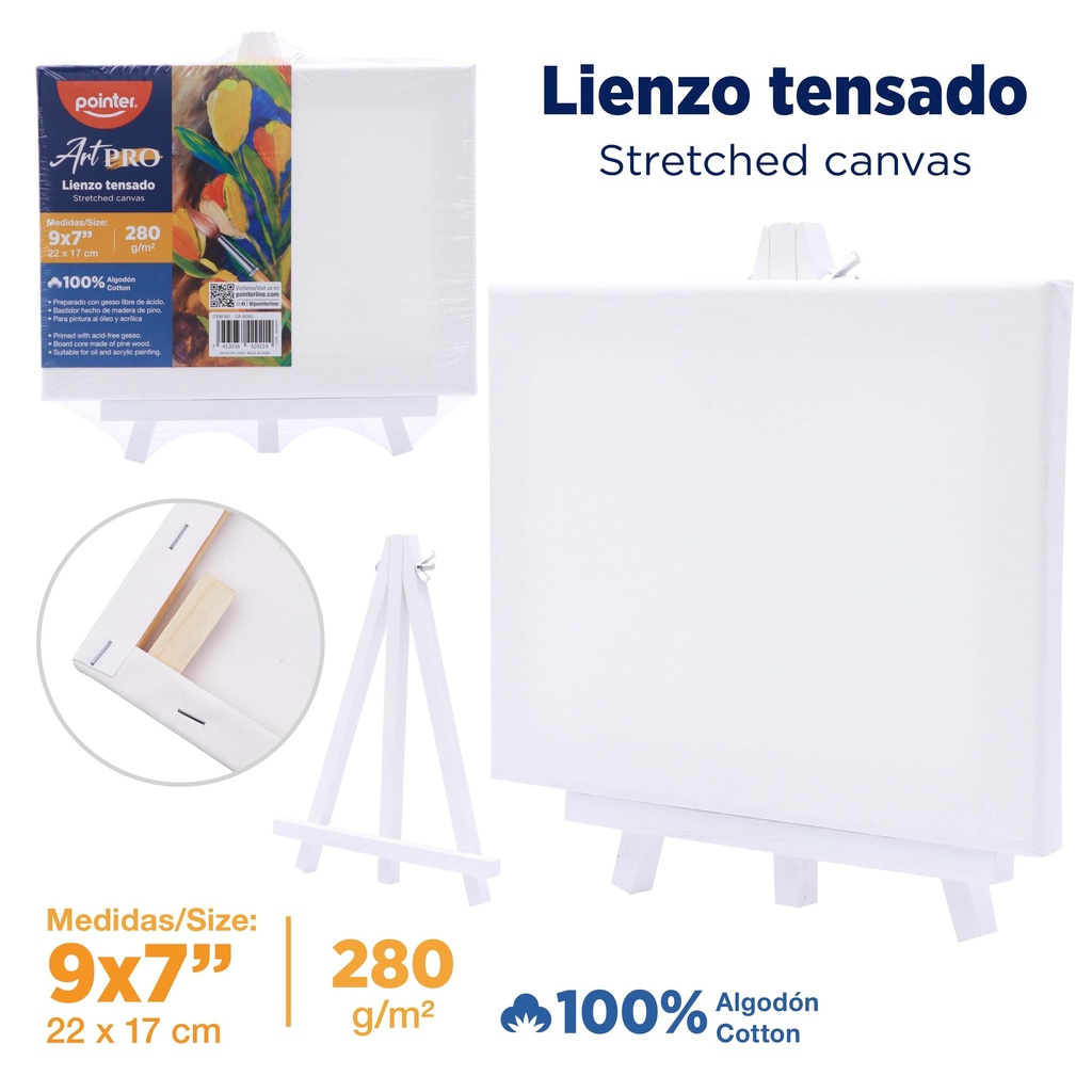 MINI LIENZO CON CABALLETE 17x22 cm