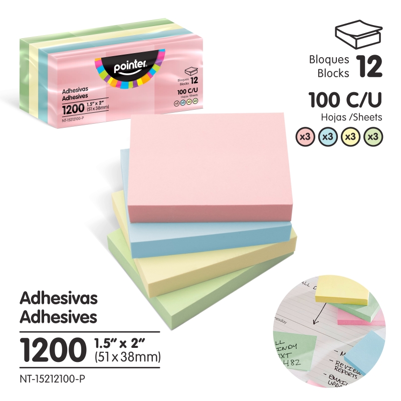 NOTAS ADHESIVAS 1.5" x 2"