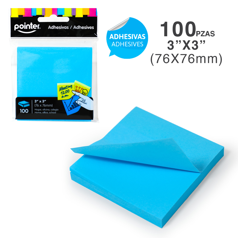 NOTAS ADHESIVAS - 76 x 76MM x100 HOJAS