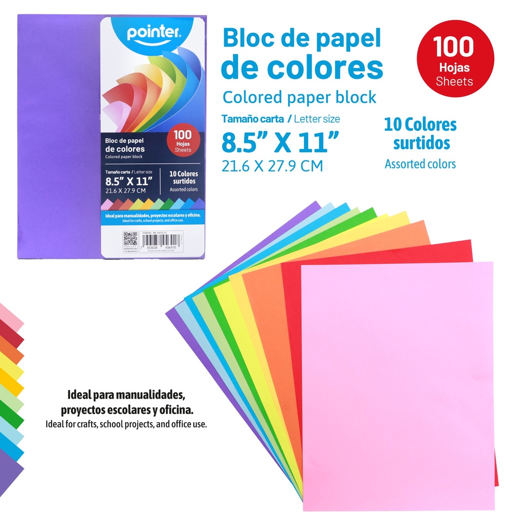 PAGINAS DE COLORES SURTIDOS - CARTA (21.6 x 27.9CM)