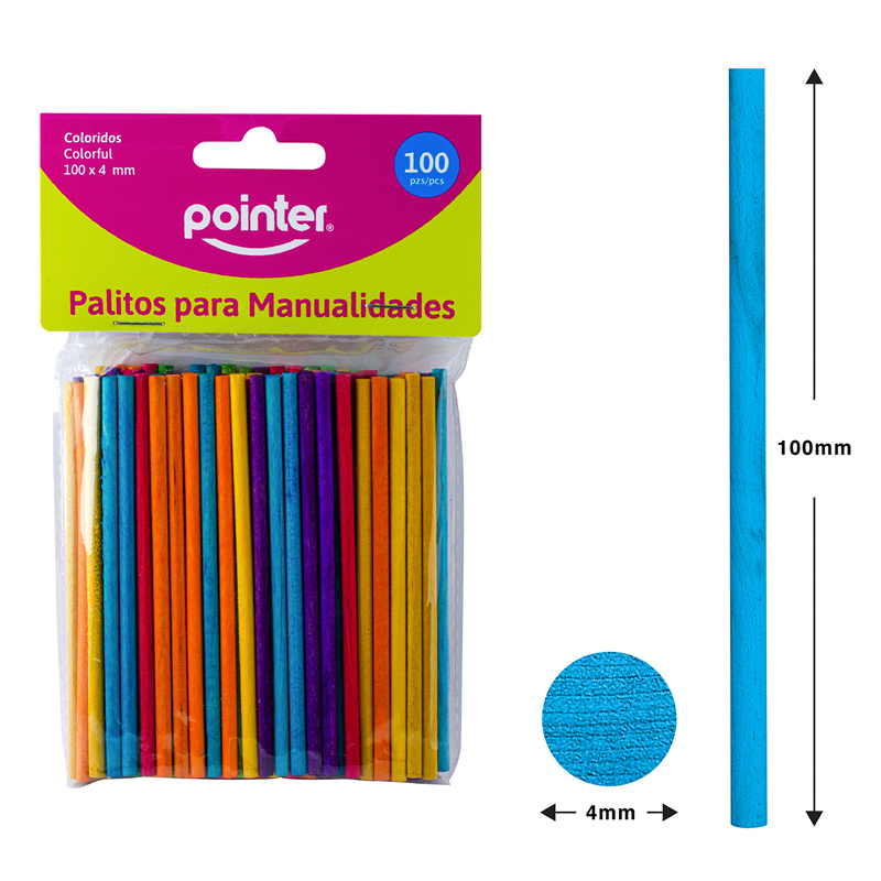 PALITOS DE COLORES PARA MANUALIDADES x100PZAS
