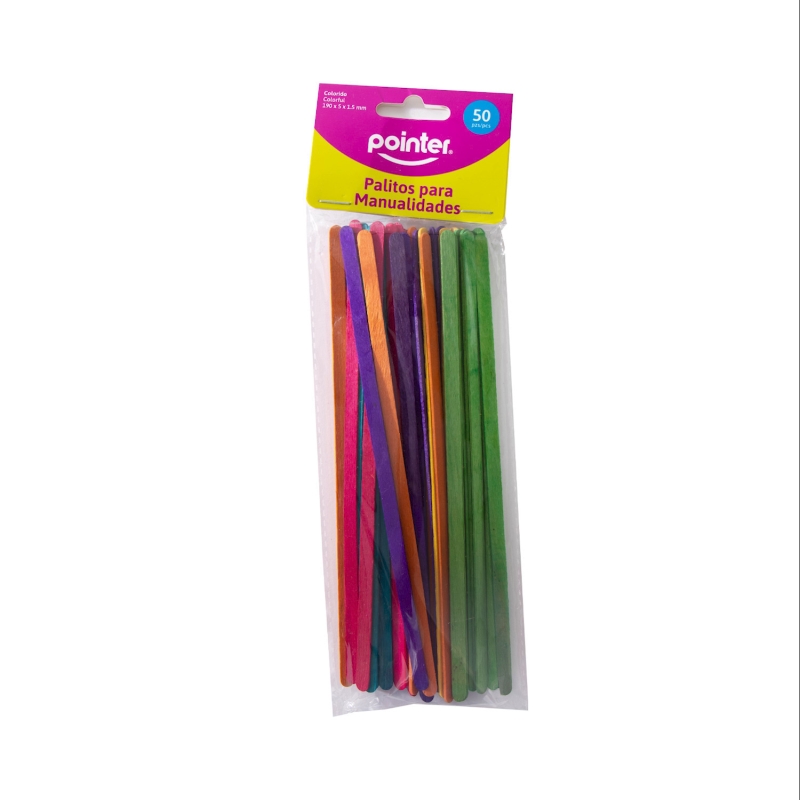 PALITOS DE COLORES PARA MANUALIDADES X50 PZAS