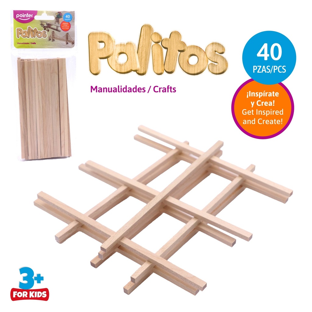PALITOS DE MANUALIDAD CUADRADOS 15 CM x40 PZAS
