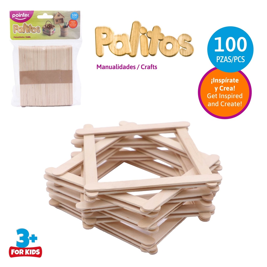 PALETAS PARA MANUALIDADES x100PZAS (COLOR NATURAL)