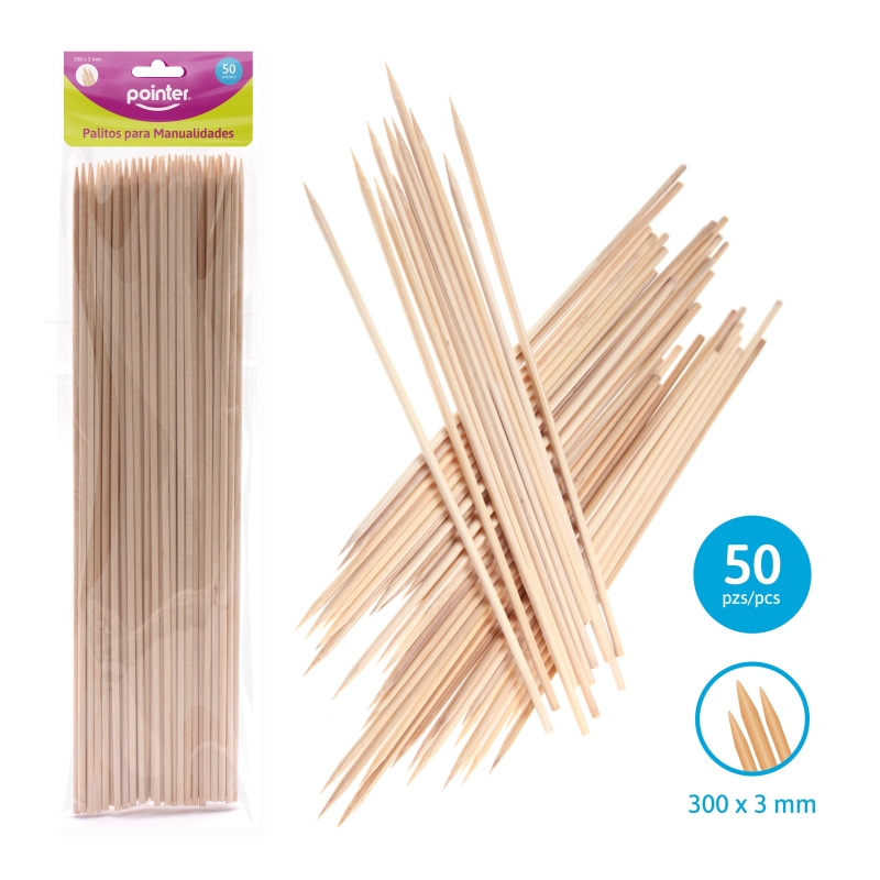 PALITOS REDONDOS PARA MANUALIDADES x 50 PZAS.