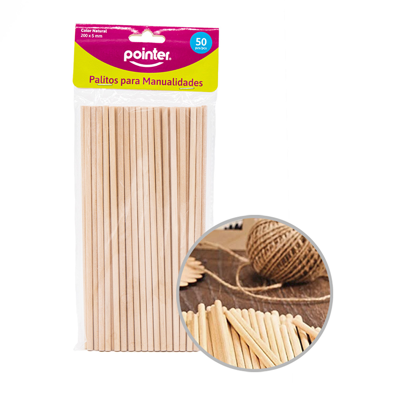 PALITOS REDONDOS PARA MANUALIDADES x 50 PZAS.