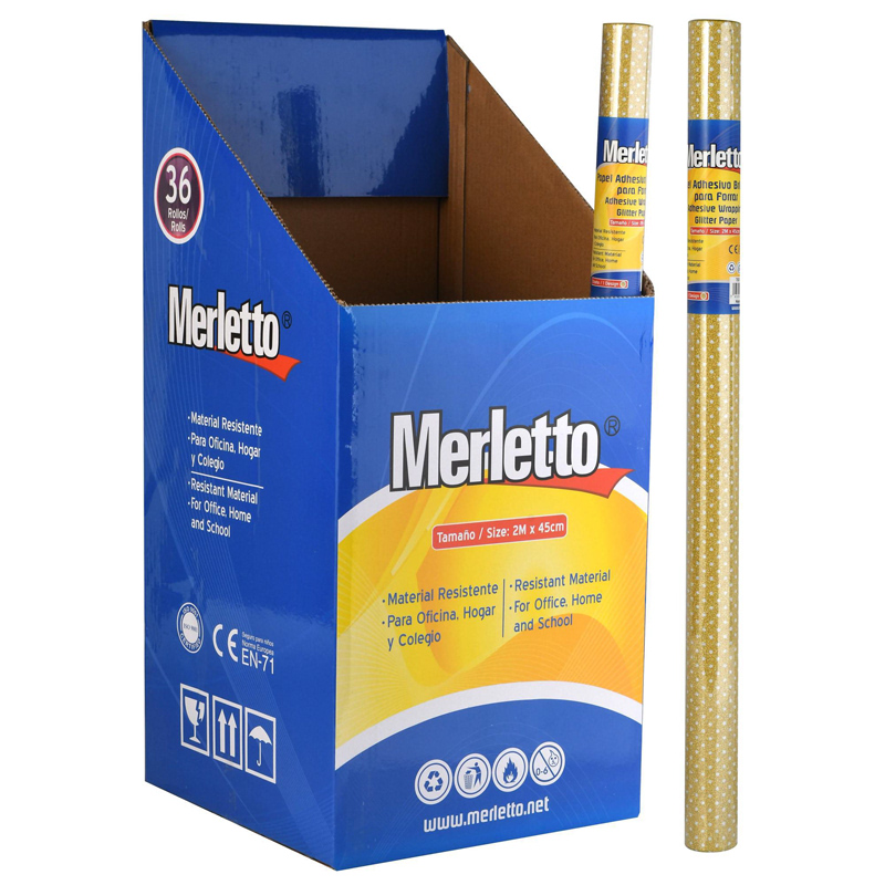 PAPEL CONTAC LUNARES DORADOS BRILLANTE 