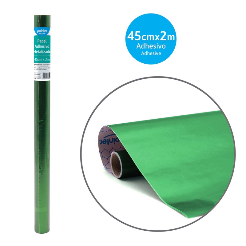 PAPEL CONTAC METALIZADO VERDE - 45Cm x 2Mts