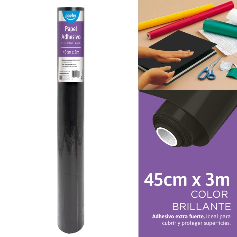 PAPEL CONTAC NEGRO 45CMX3M