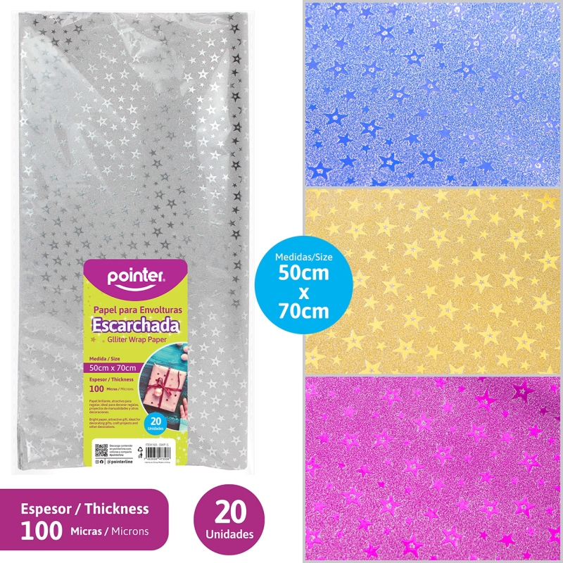 PAPEL DE REGALO 50x70CM (ESTRELLAS)