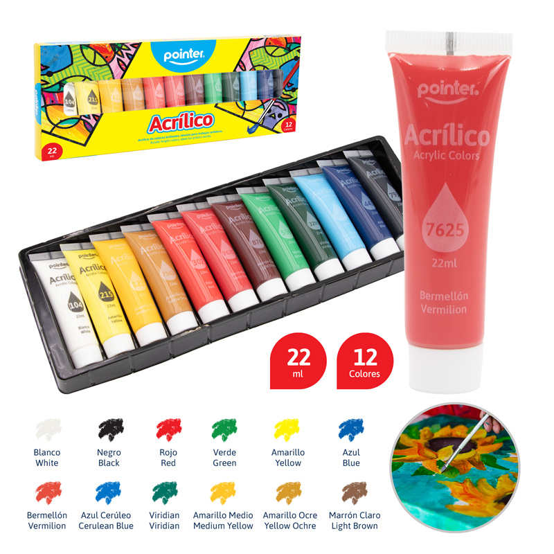 PINTURA ACRILICA 22ML x12 COLORES