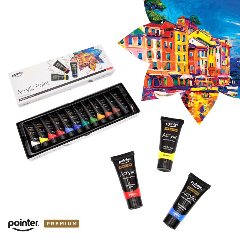 PINTURA ACRILICA PREMIUM 22ML x12 COLORES