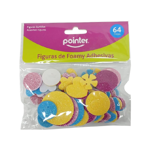 FIGURAS DE FOAMY ADHESIVAS ESCARCHADAS x 64 PZAS.