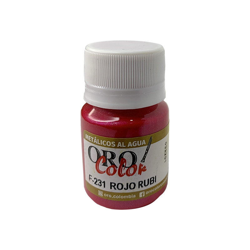 PINTURA METALICOS AL AGUA ROJO RUBI 30ML