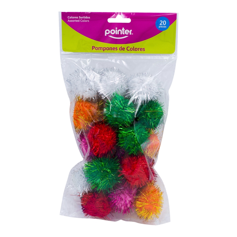 POMPONES DE COLORES PARA MANUALIDADES x 20 PIEZAS