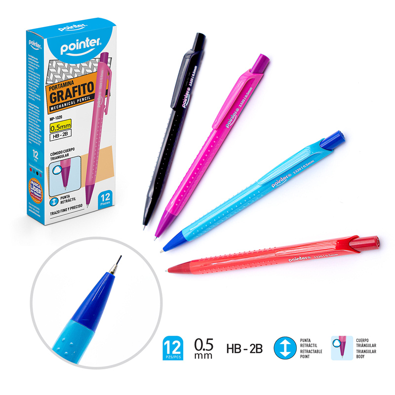 PORTAMINAS CUERPO PLASTICO TRIANGULAR 0.5MM