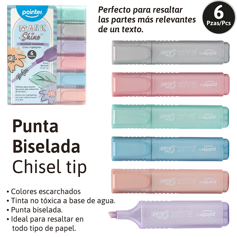 RESALTADORES ESCARCHADOS PUNTA BISELADA x6PZAS.