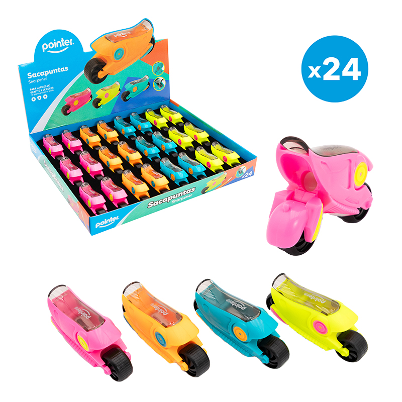 SACAPUNTAS PLASTICO CON DEPOSITO (MOTO)